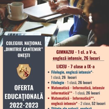 Tradiție și inovație pentru excelență în educație la Colegiul Național ”Dimitrie Cantemir”  din  Onești
